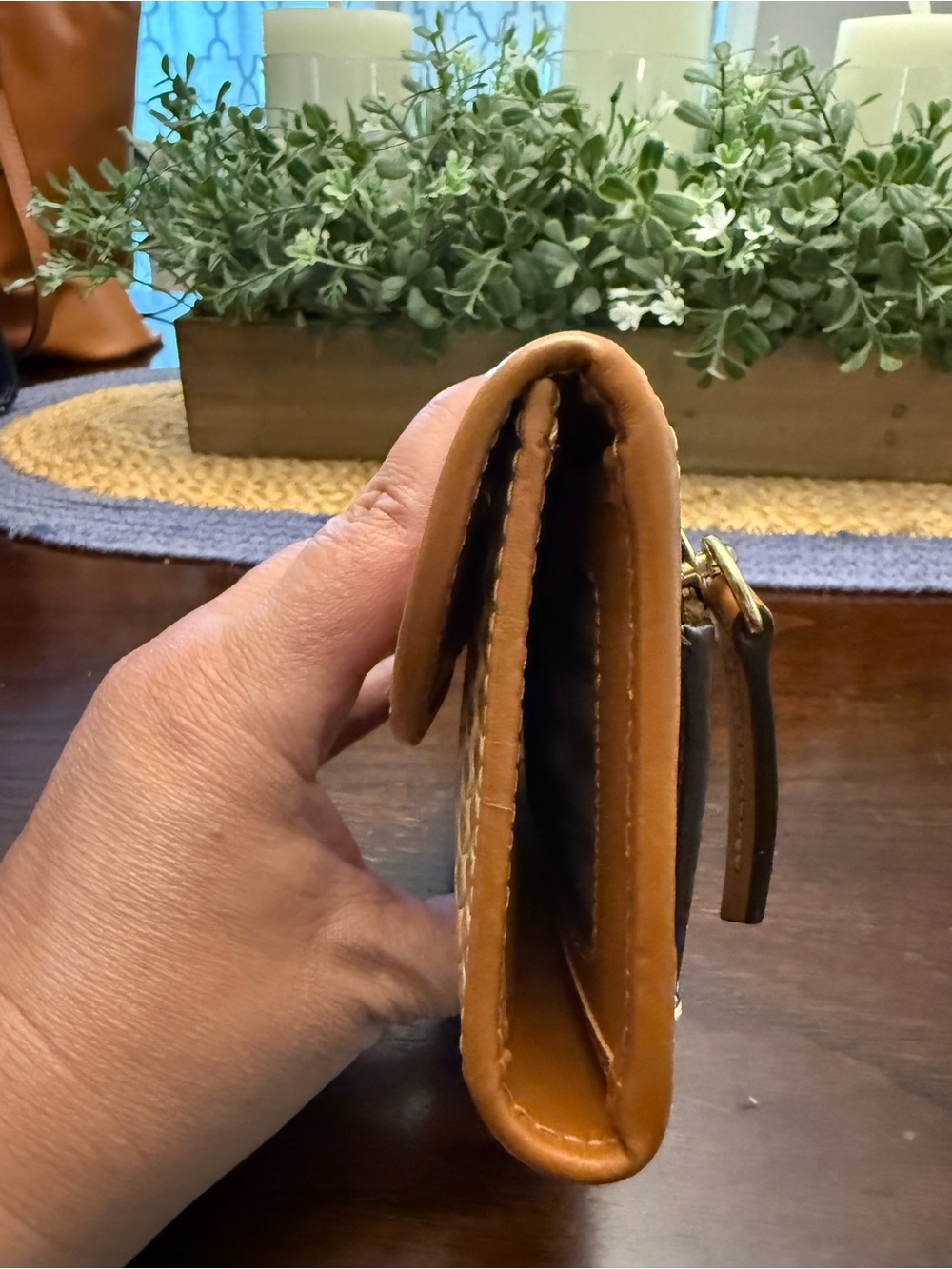Dooney & Bourke Tan Beacon & Woven Leather Continental Wallet - Picture 9 of 9